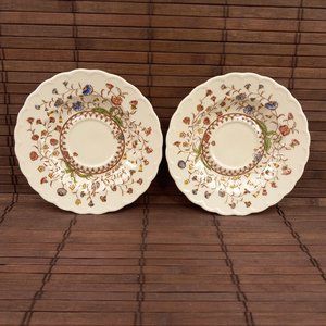 2 Vintage Vernon Kilns Desert Bloom 6" Saucer Scalloped Edge